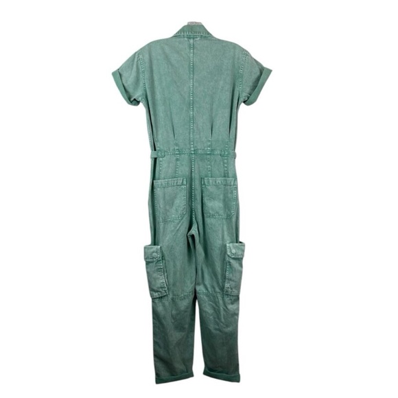 PISTOLA Grover Cargo Jumpsuit Aloe Snow Green Pockets Button Front - Picture 2 of 7